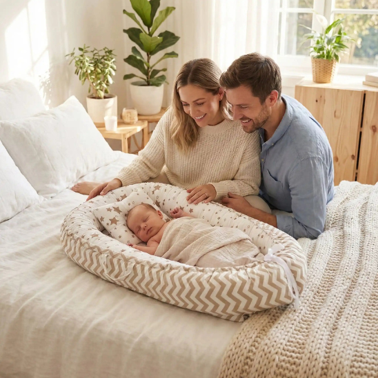reducteur de lit bebe doux et securise pour mignon heureux