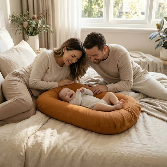 reducteur de lit bebe protection sommeil maman heureuse