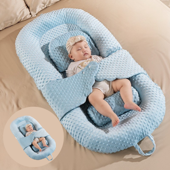 reducteur de lit bleu poule pliable