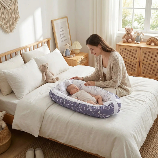 reducteur de lit respirant maman contente éléphant bleu