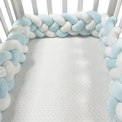 tour de lit bebe blanc 4 brins blanc bleu maman tranquille 