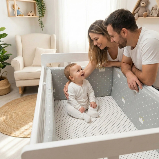 tour de lit bebe couronne blanche chambre prince