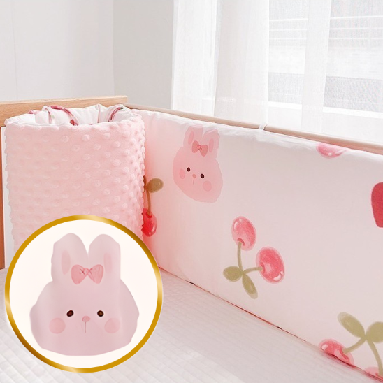 tour de lit bebe garcon respirant motif cerise lapin