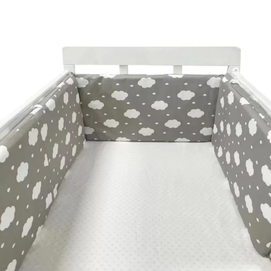 tour de lit bebe gris nuage blanc