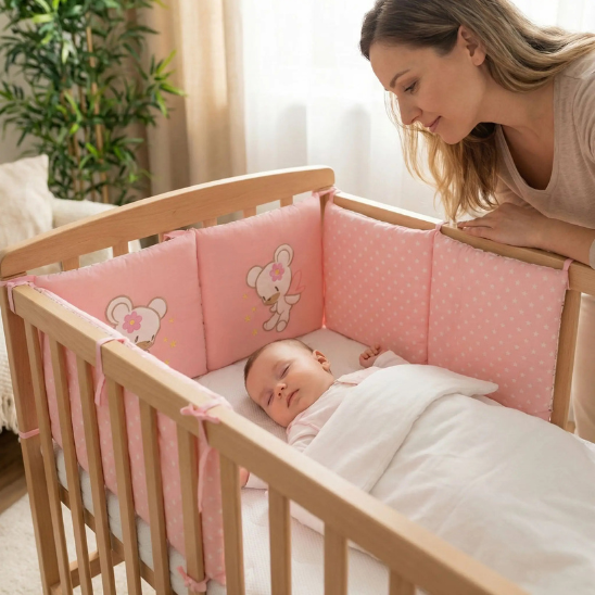 TOUR DE LIT BEBE | Doux Coussins Ours Rose