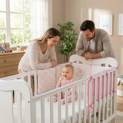 TOUR DE LIT BEBE | Doux Coussins Ours Rose