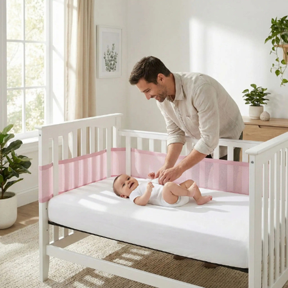 tour de lit bebe respirant en mesh securise  confortable pour nouveau-ne