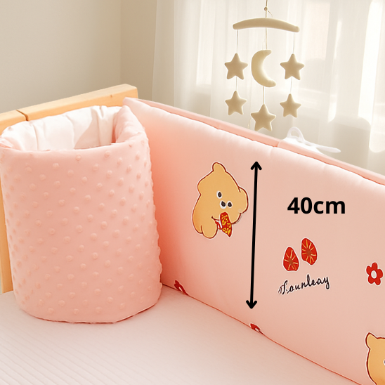 tour de lit dimension quarante cm rose