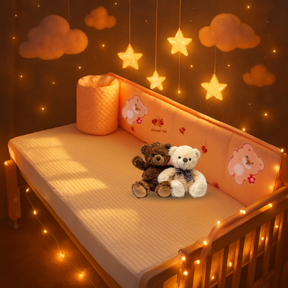 tour de lit nounours bebe rose pastel