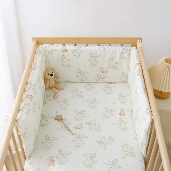 tour de lit bebe respirant lapin beige