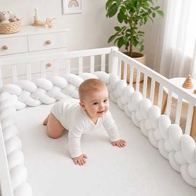 Tour de lit tressé bebe sans content