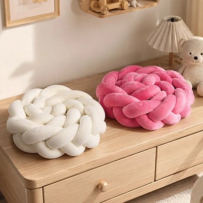 Tour de lit tresse beige rose