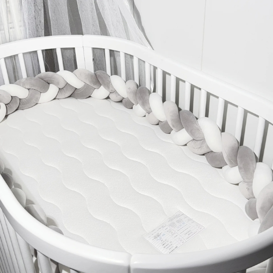 tour de lit tresse blanc gris fonce gris