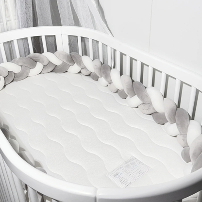 tour de lit tresse blanc gris fonce gris