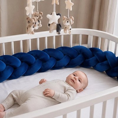 Tour de lit tresse bleu bebe confort 