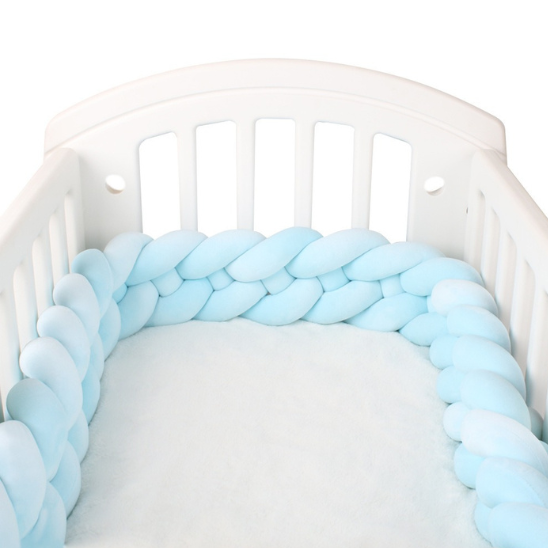 tour de lit tresse bleu quatre brins