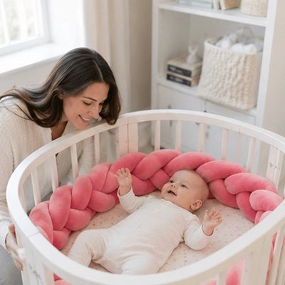 Tour de lit tresse rose