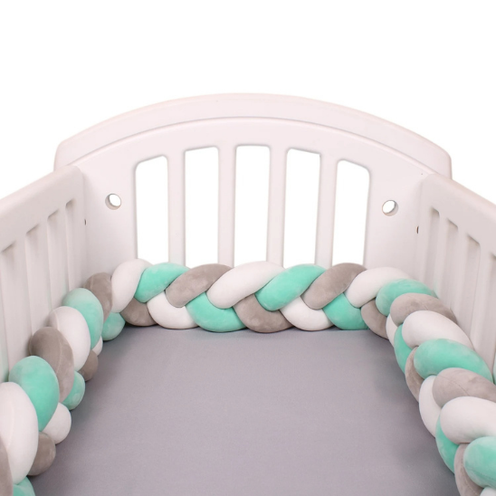 tour tresse de lit 4 m vert gris blanc