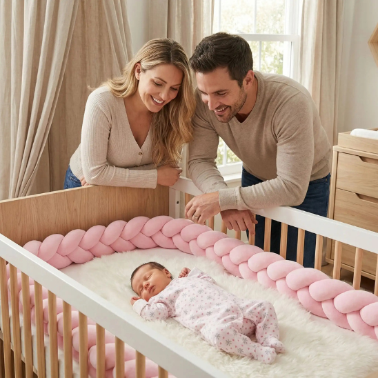 tresse de lit 3m rose parents heureux