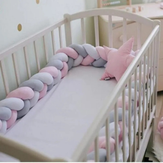 tresse de lit bébé étoile rose gris blanc