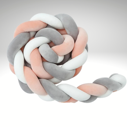 tresse de lit bébé roulé rose gris blanc
