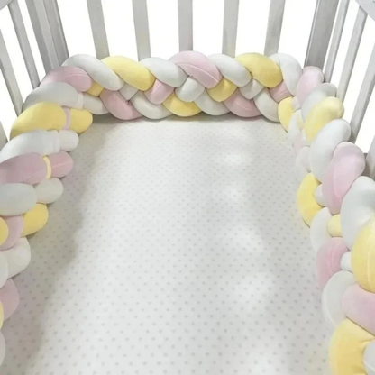 tresse de lit bebe 4 brins doux blanc rose jaune
