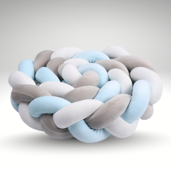 tresse de lit coton vert gris blanc