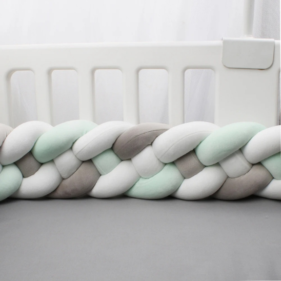 tresse de lit vert gris blanc tresse