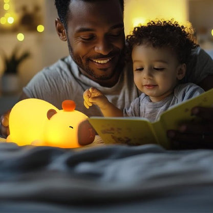 Veilleuse bébé fillette lisez livre avec papa