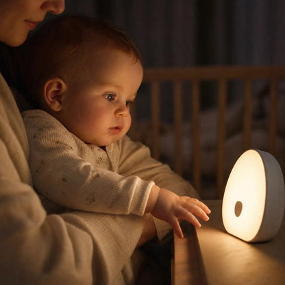 Veilleuse bruit blanc bébé essaye à touché 